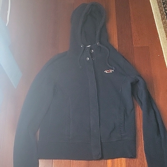 Hollister Dark Blue Zip-up Hooded Sweatshirt - Picture 1 of 7